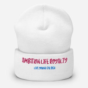 LIVE YOUNG DIE RICH WHITE UNISEX Cuffed Beanie