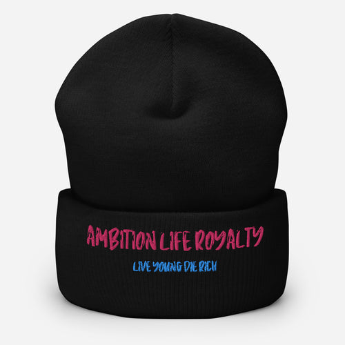 LIVE YOUNG DIE RICH WHITE UNISEX Cuffed Beanie